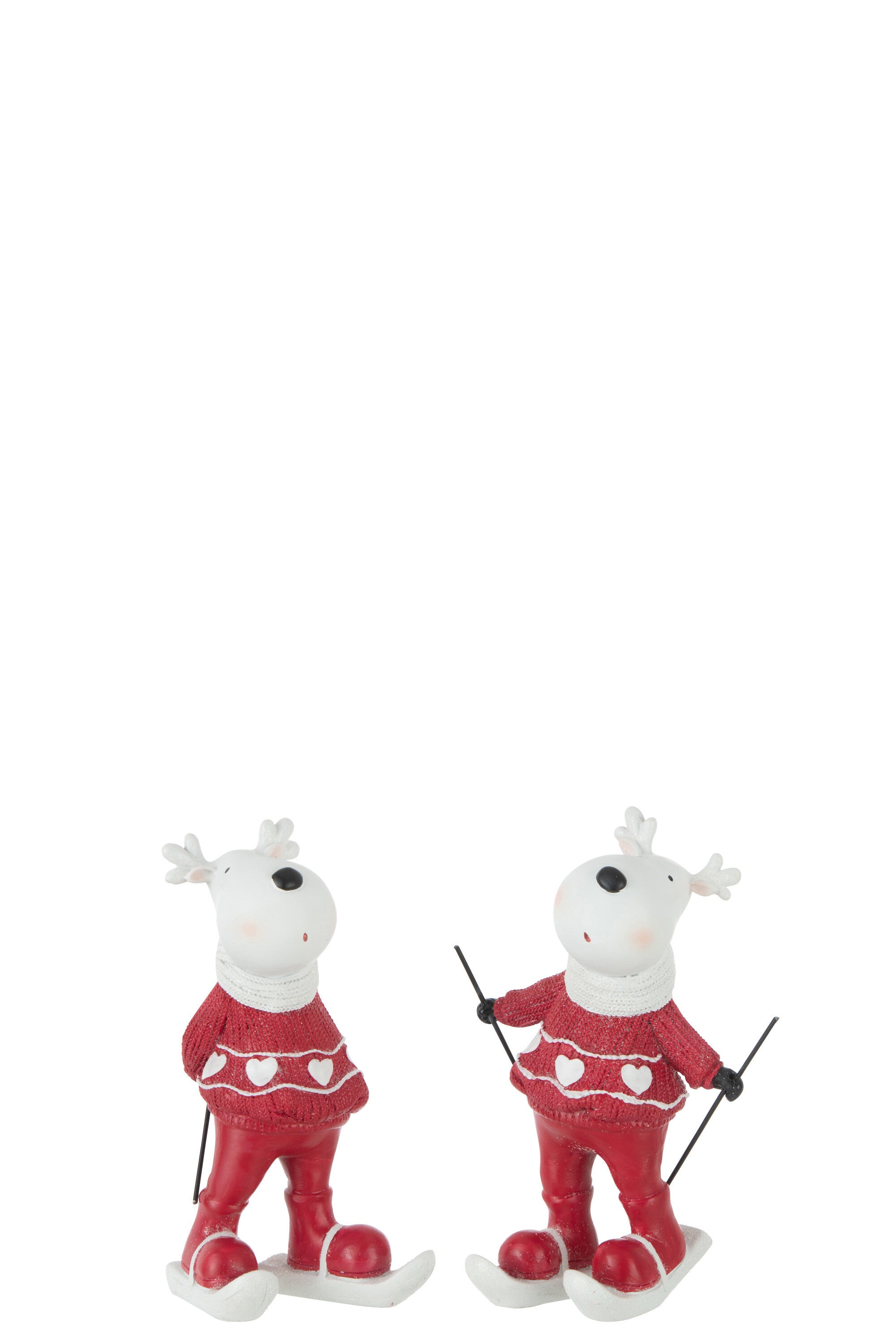 Rendier Skiën Poly Wit/Rood Kleine Assortiment Van 2
