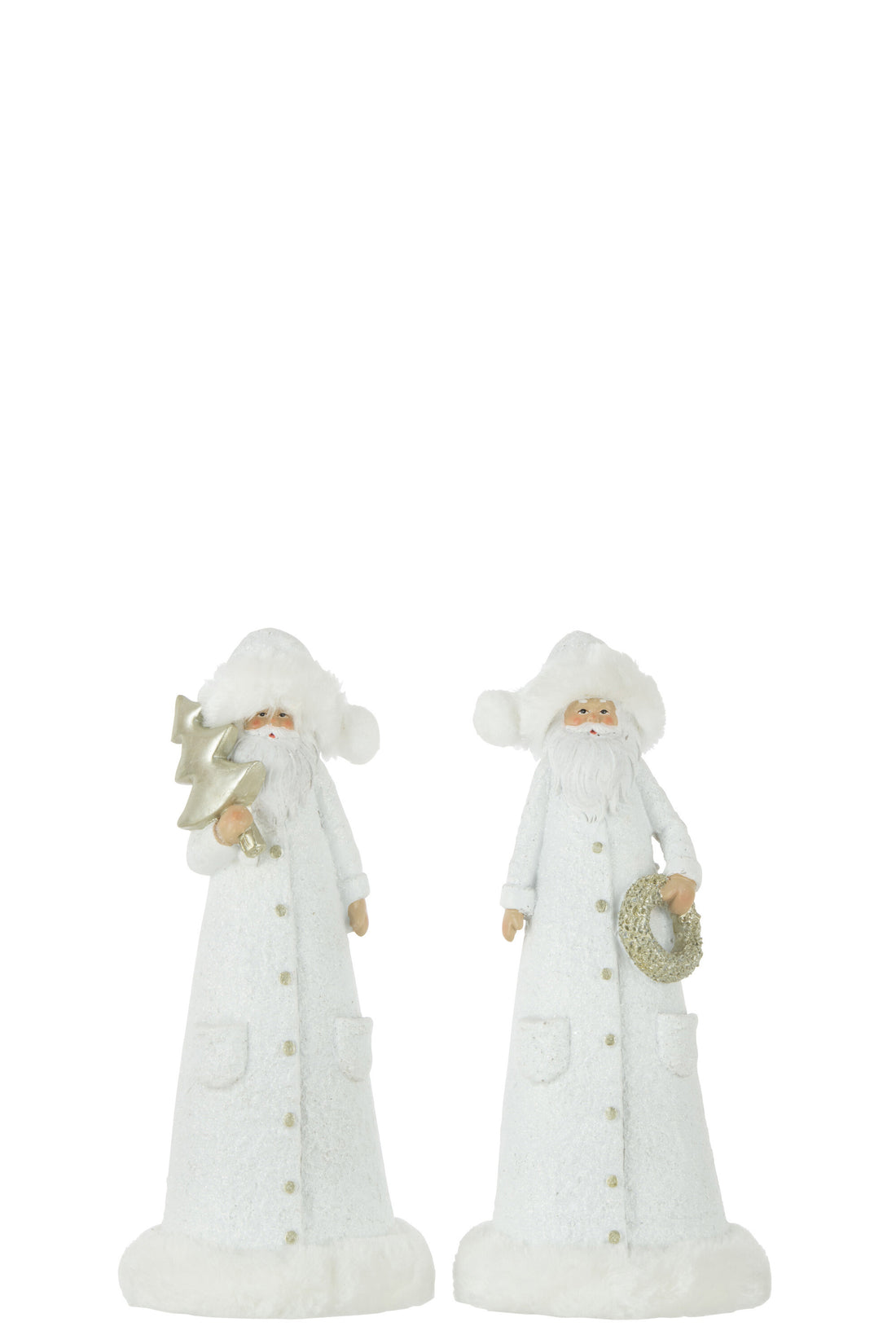 Kerstman Poly Wit/Goud Kleine Assortiment Van 2