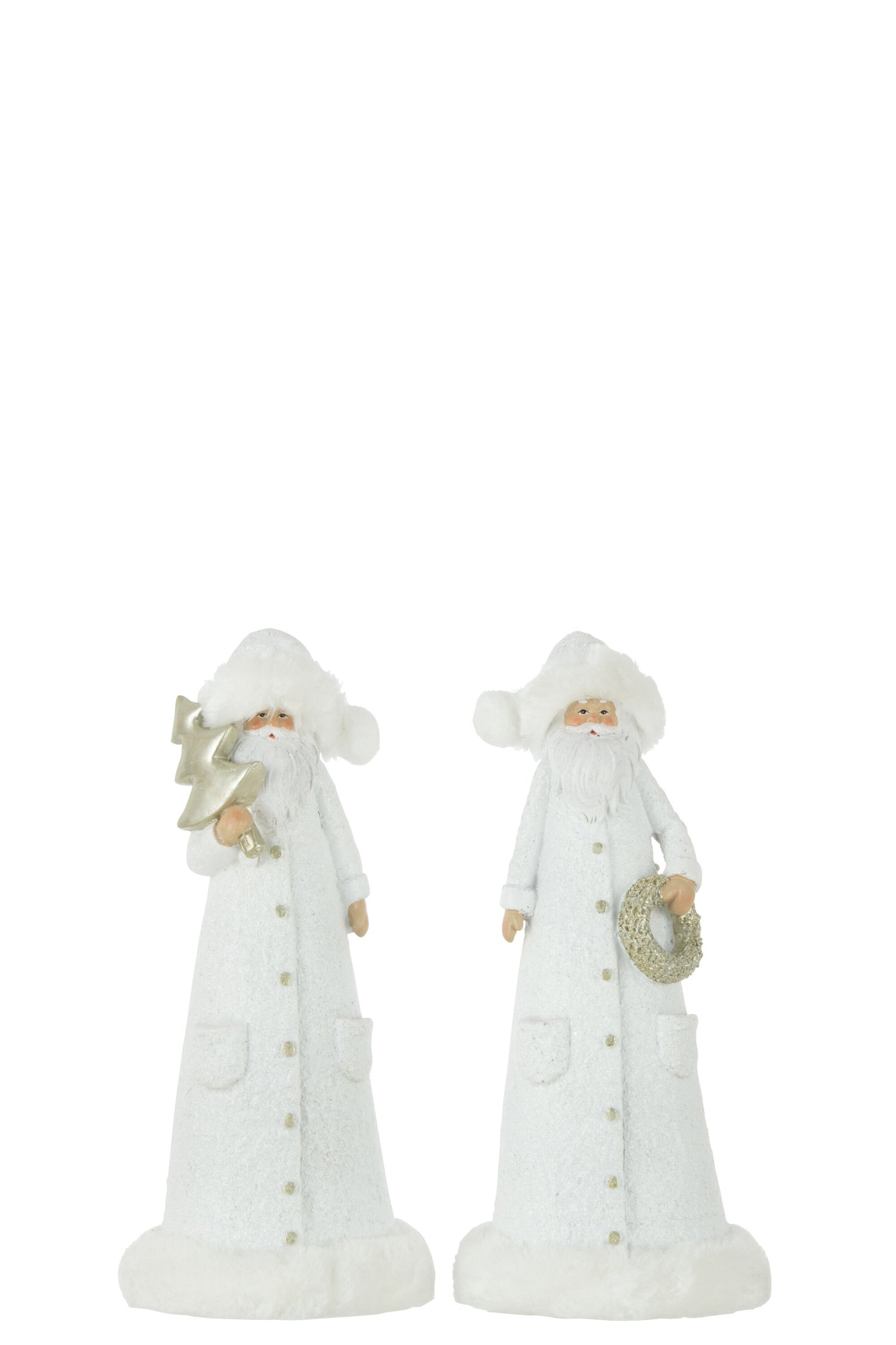 Kerstman Poly Wit/Goud Kleine Assortiment Van 2