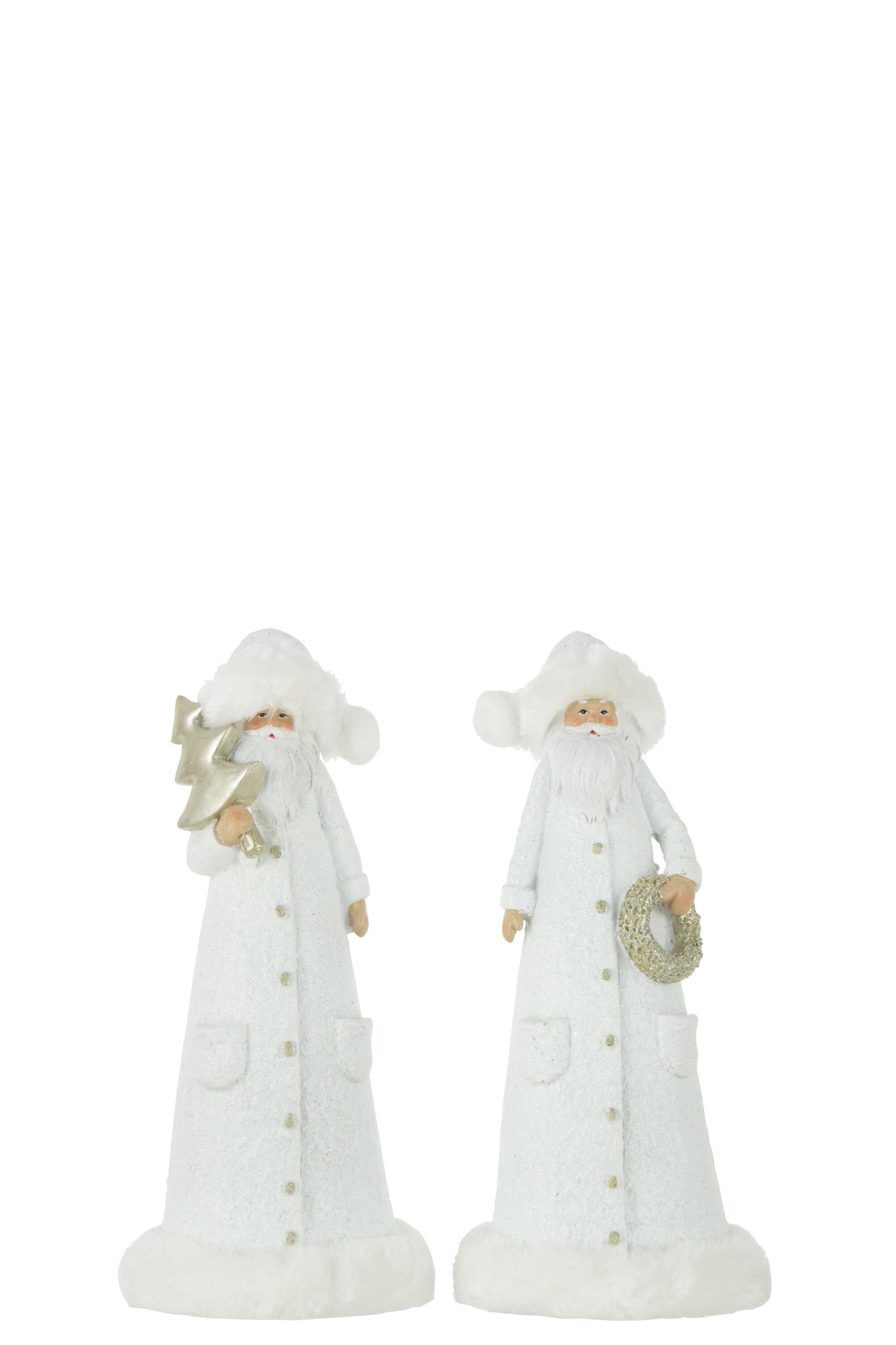 Kerstman Poly Wit/Goud Kleine Assortiment Van 2