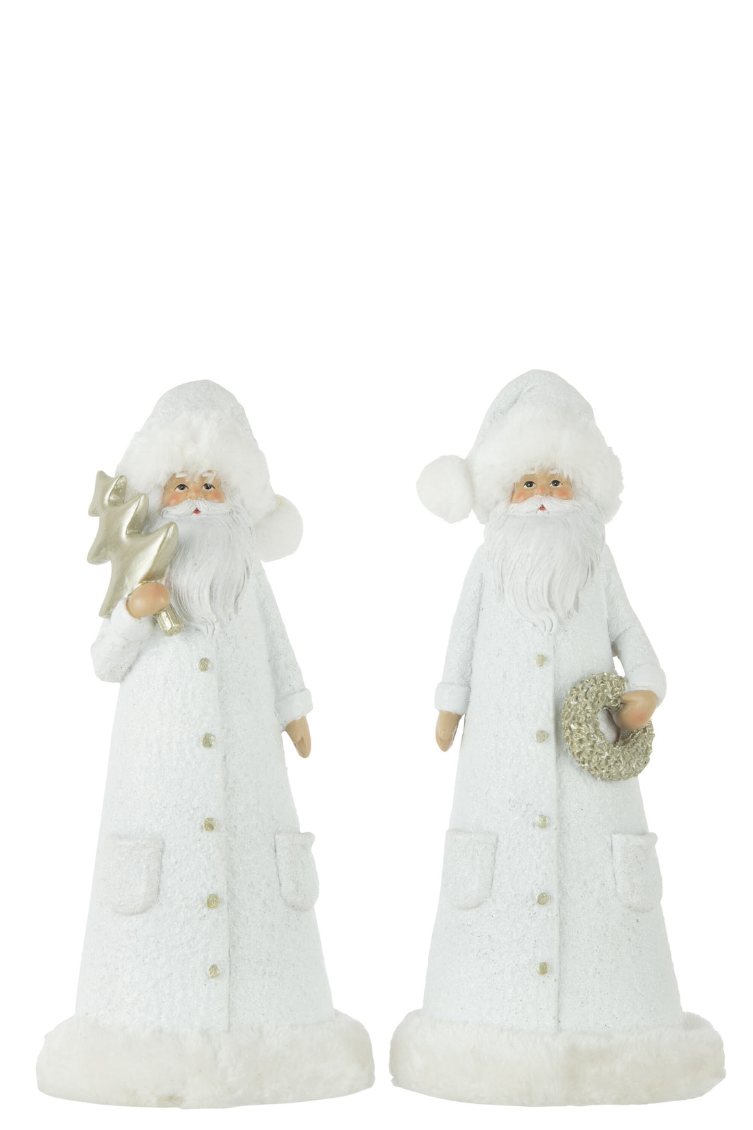 Kerstman Poly Wit/Goud Grote Assortiment Van 2