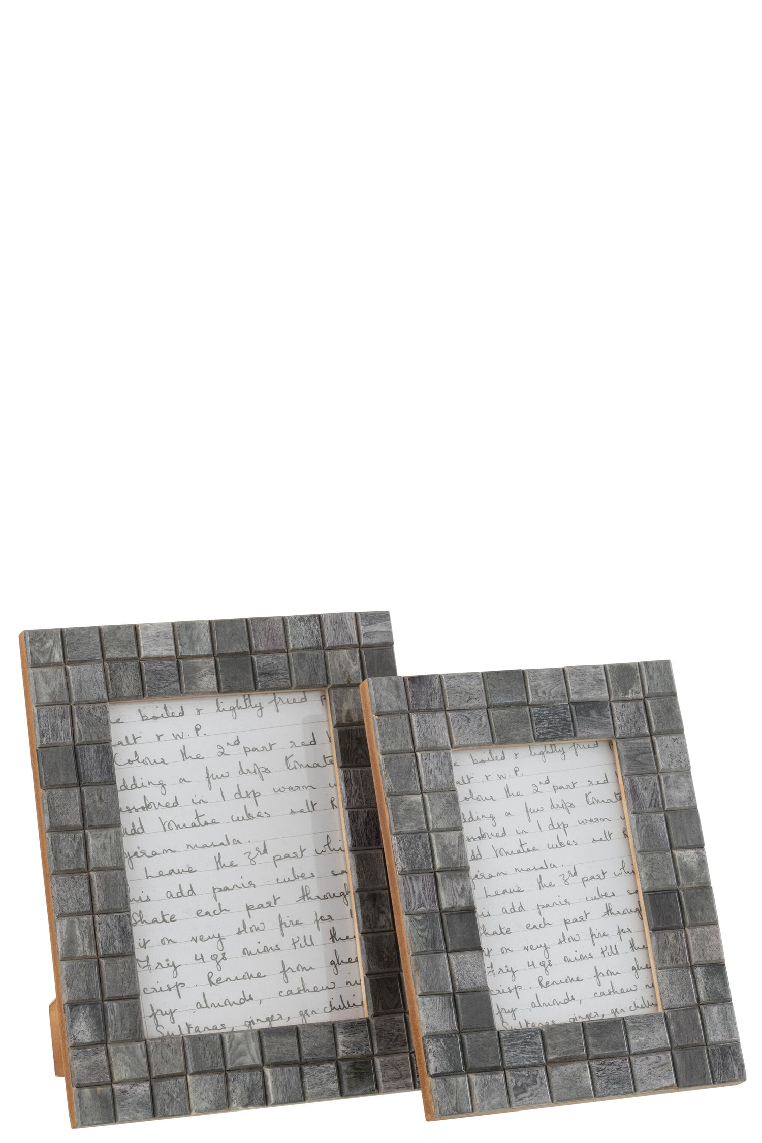 J-Line Fotokader Patroon Vierkant 13X18 Hout/Hoorn Grijs L 19X24cm