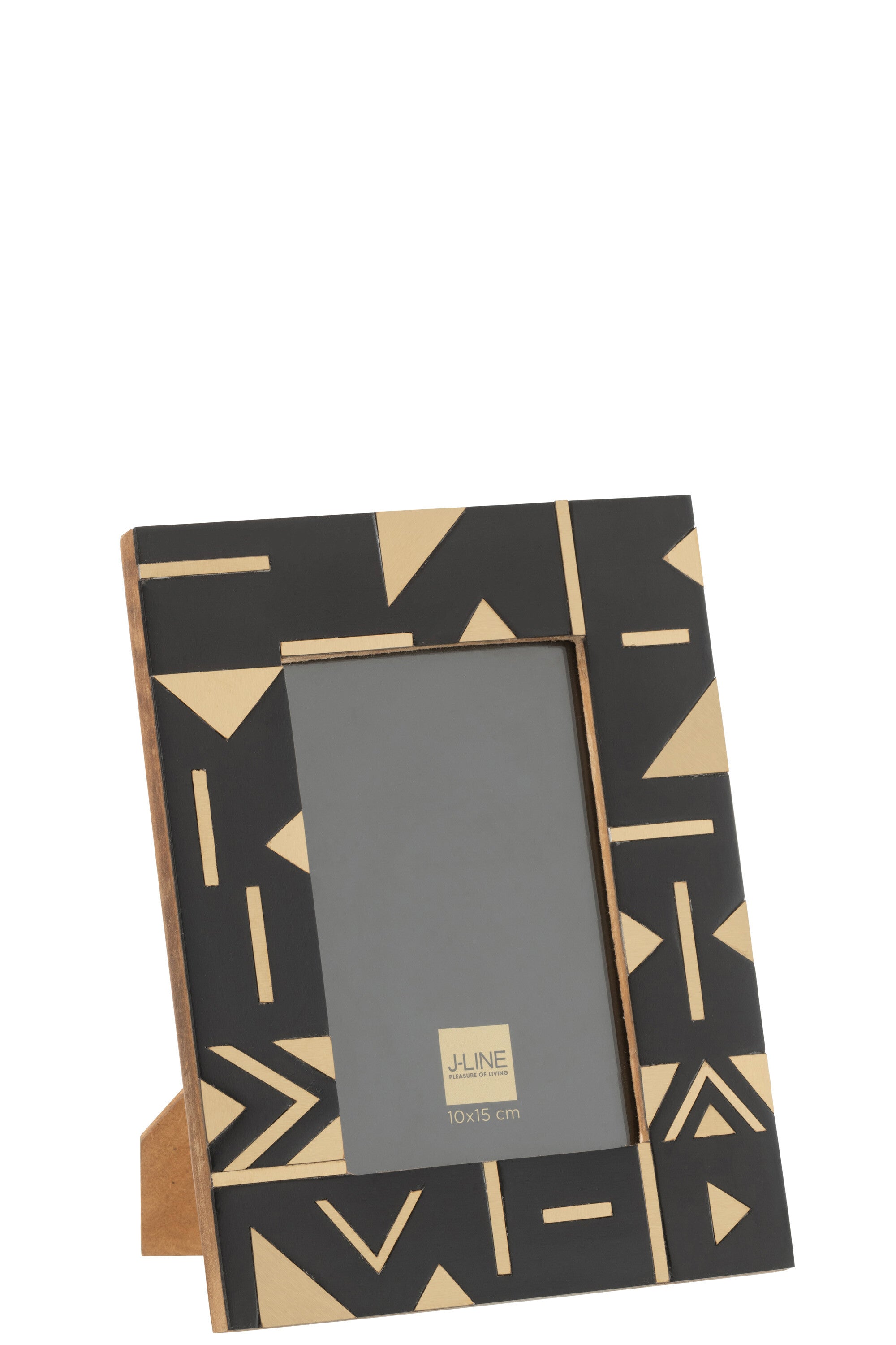 J-Line Foto Kader Geometrisch 10X15 Hout/Resine Zwart/Goud S 17X22cm