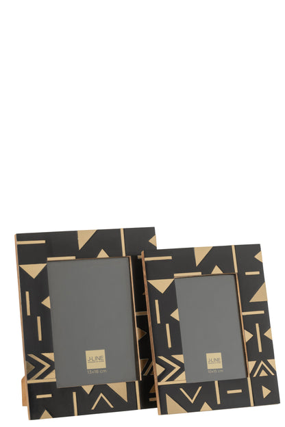 Fotolijst Geometrisch 13X18 Hout/Hars Zwart/Goud L 20X25cm