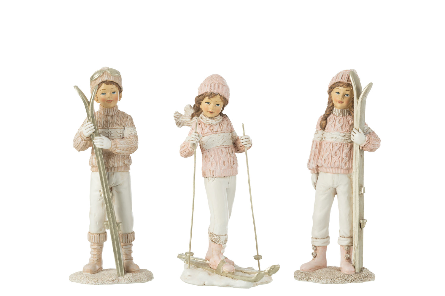 Meisjes en jongens skiën wit/roze assortiment van 3