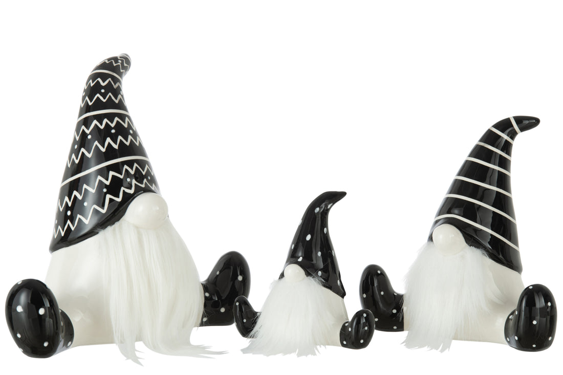 J-Line Kersthanger - keramiek - zwart/wit - large