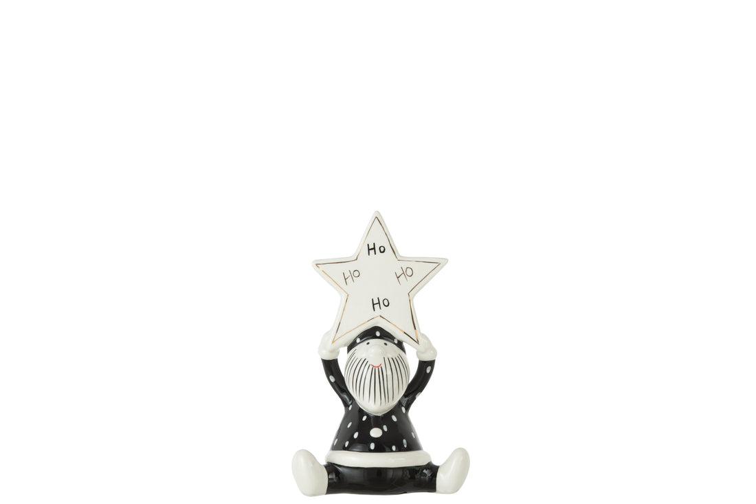 J-Line Kerstfiguren - keramiek - zwart/wit - small