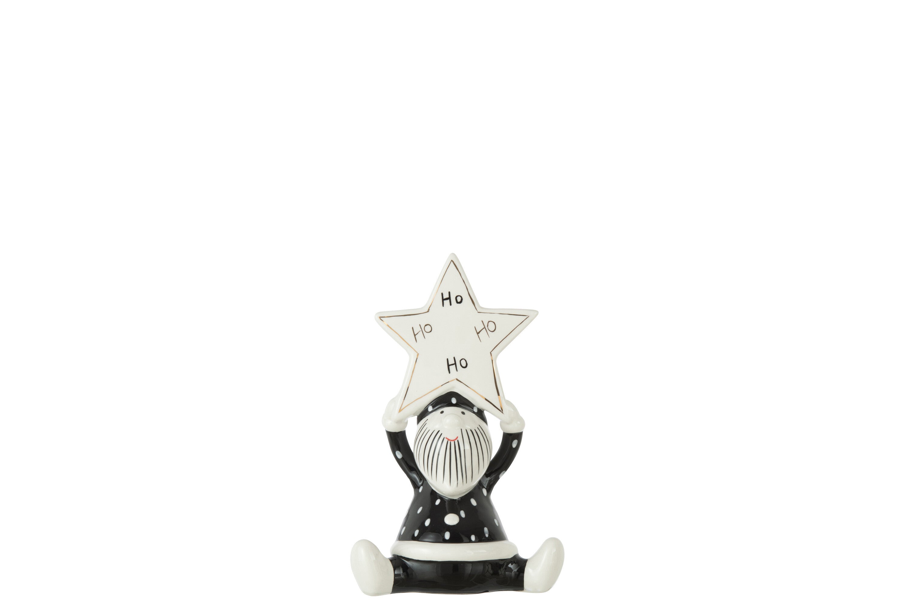 J-Line Kerstfiguren - keramiek - zwart/wit - small