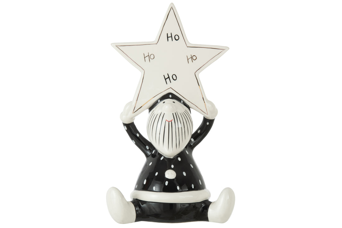 J-Line Kersthanger - keramiek - zwart/wit - large