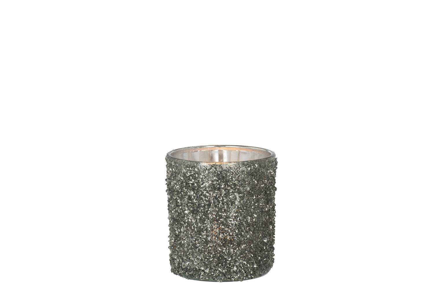 J-Line T-Lichthouder Glitter Glas Smokey Grijs Medium