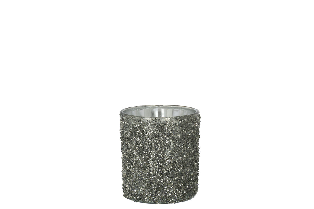 J-Line T-Lichthouder Glitter Glas Smokey Grijs Medium