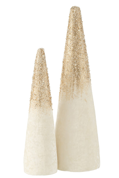 Kegel Fluweel Ecru Parels Goud Groot