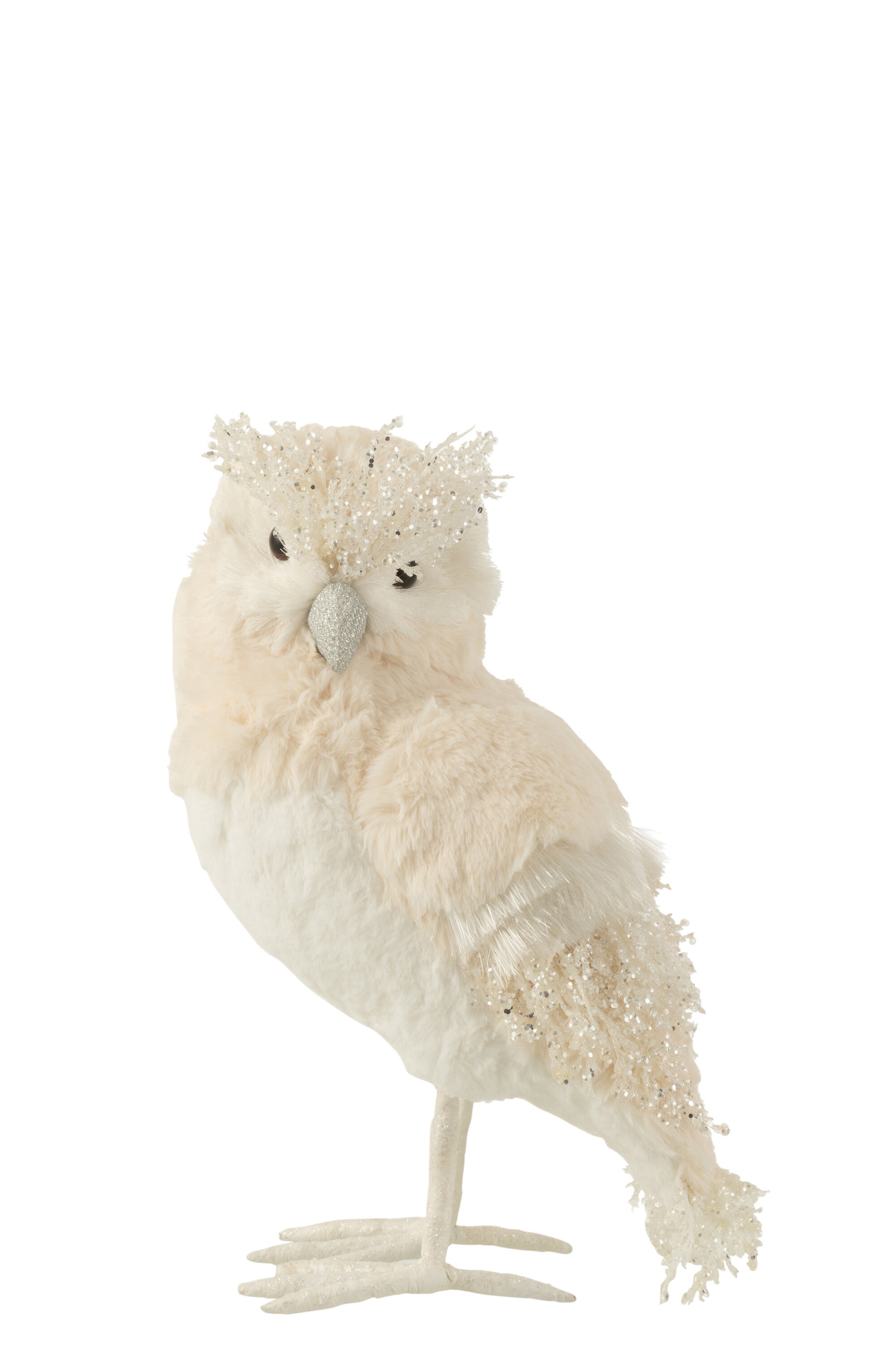 J-Line Uil Staand Textiel Glitter Ecru