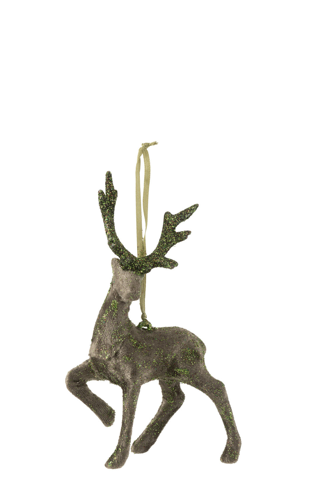 J-Line Rendier Hangend Velvet Glitter Kaki