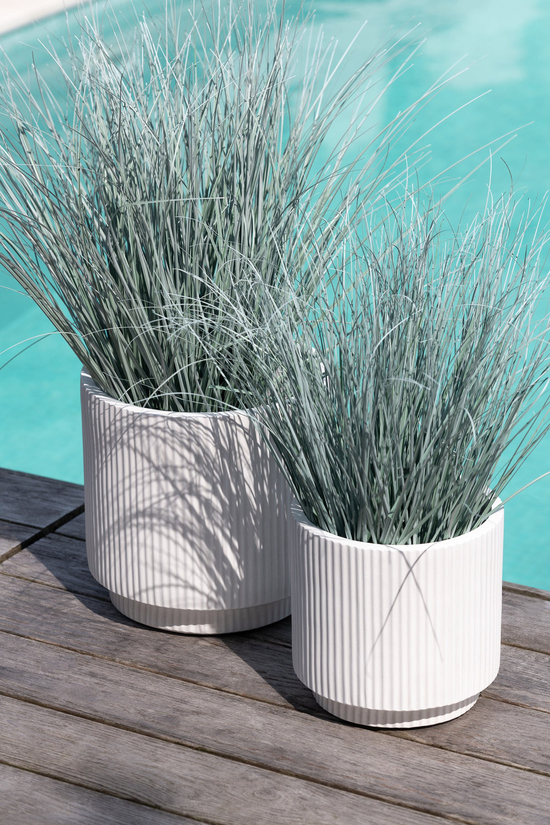J-Line Grassen In Pot Metaal Plastiek Blauw/Groen Medium