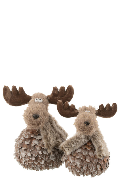 J-Line Rendier+Sjaal Schorsstukjes Bruin/Grijs Large