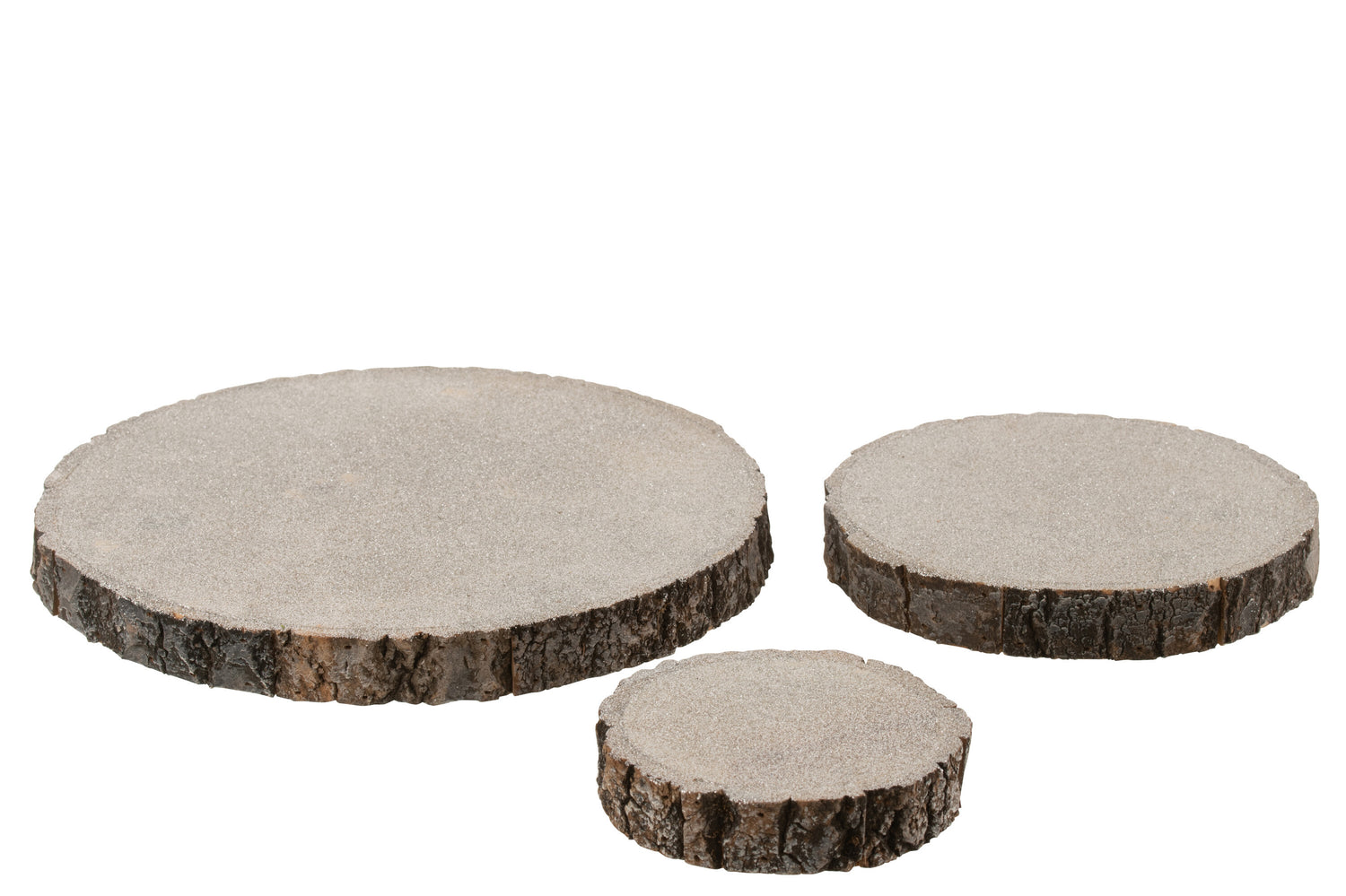 Schijf Decoratieve Boomschors Bruin Glitter Zilver Groot