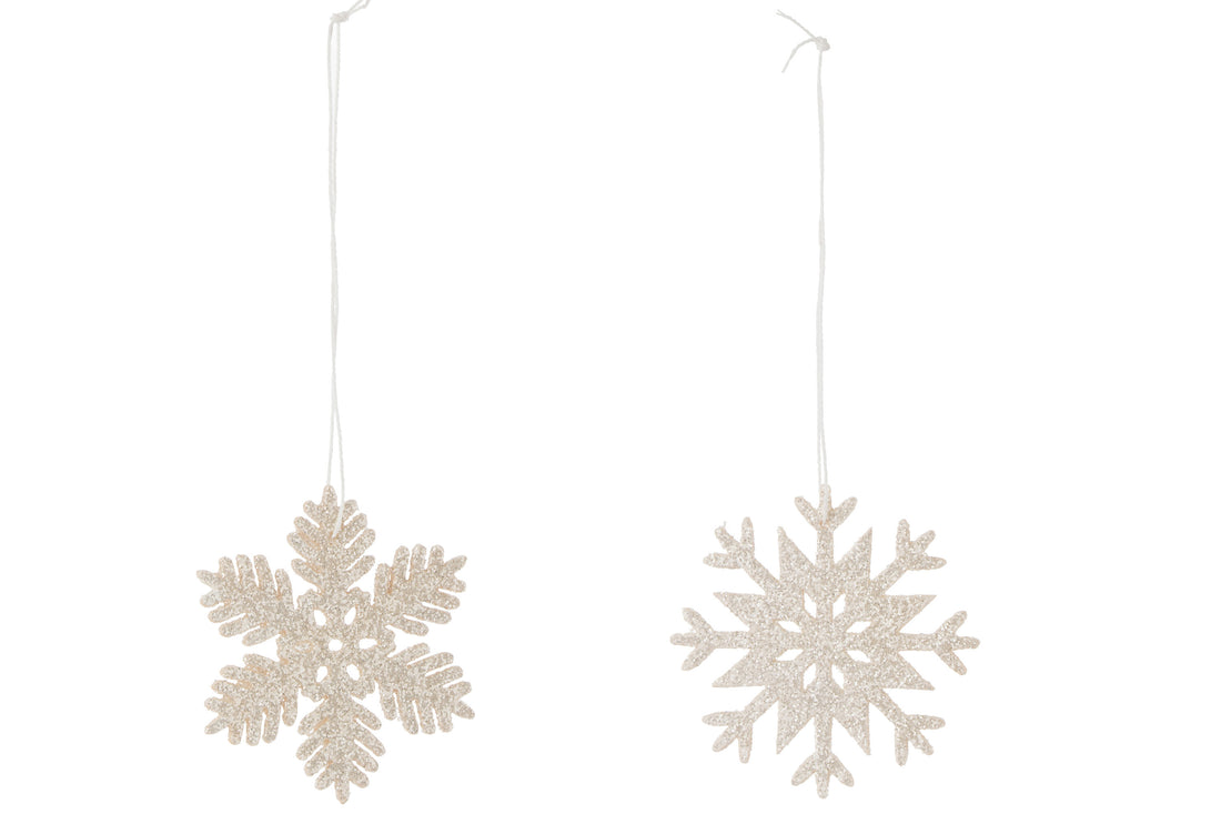 Hanger Sneeuwvlok Glitter Wit Assortiment Van 2