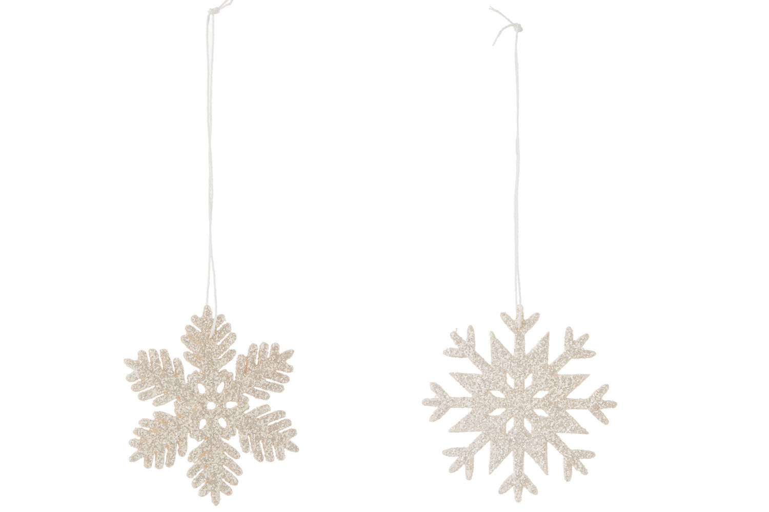 Hanger Sneeuwvlok Glitter Wit Assortiment Van 2