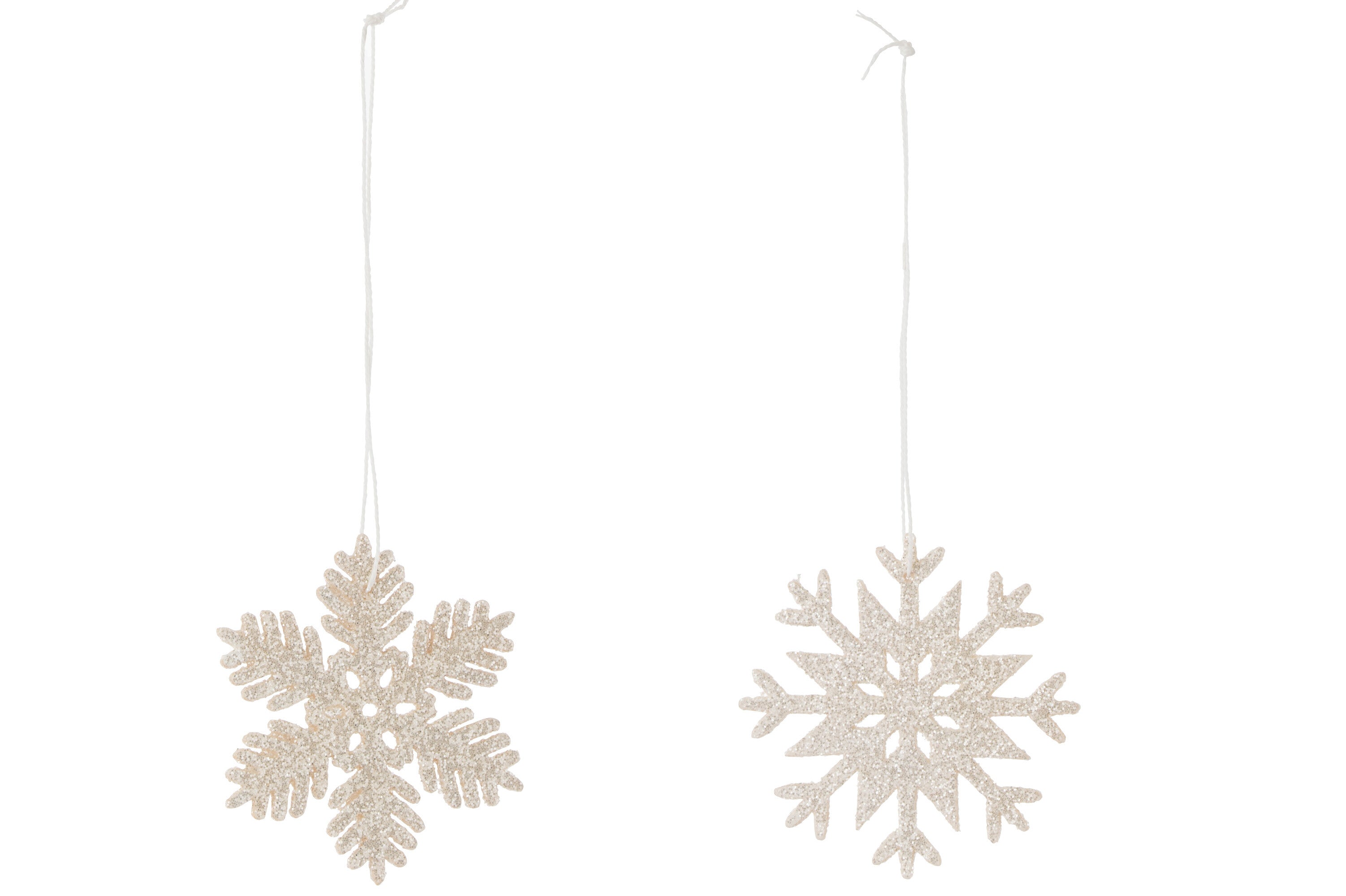 Hanger Sneeuwvlok Glitter Wit Assortiment Van 2