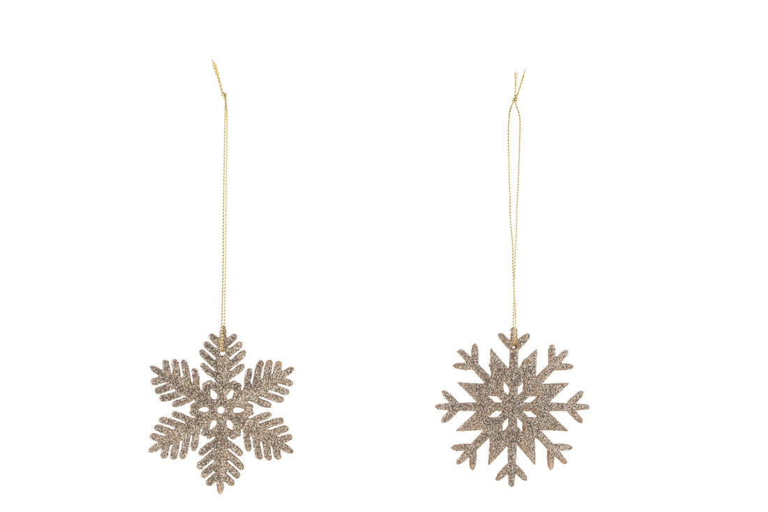 Hanger Sneeuwvlok Glitter Champagne Assortiment Van 2