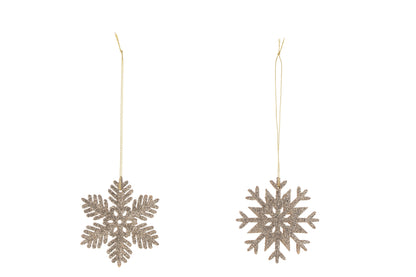 Hanger Sneeuwvlok Glitter Champagne Assortiment Van 2
