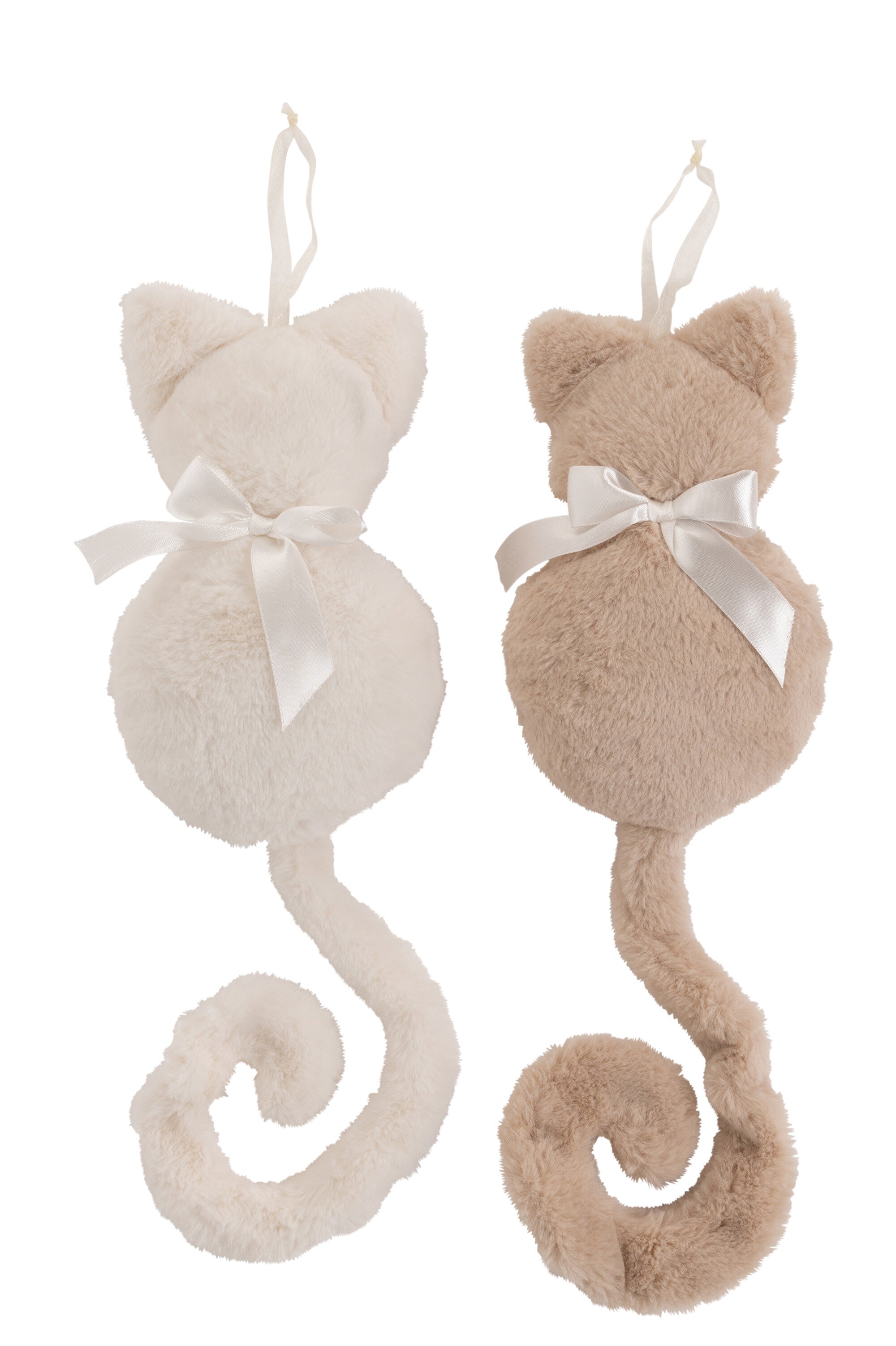 Katten Hangende Deco Pluche Ecru/Beige Assortiment Van 2