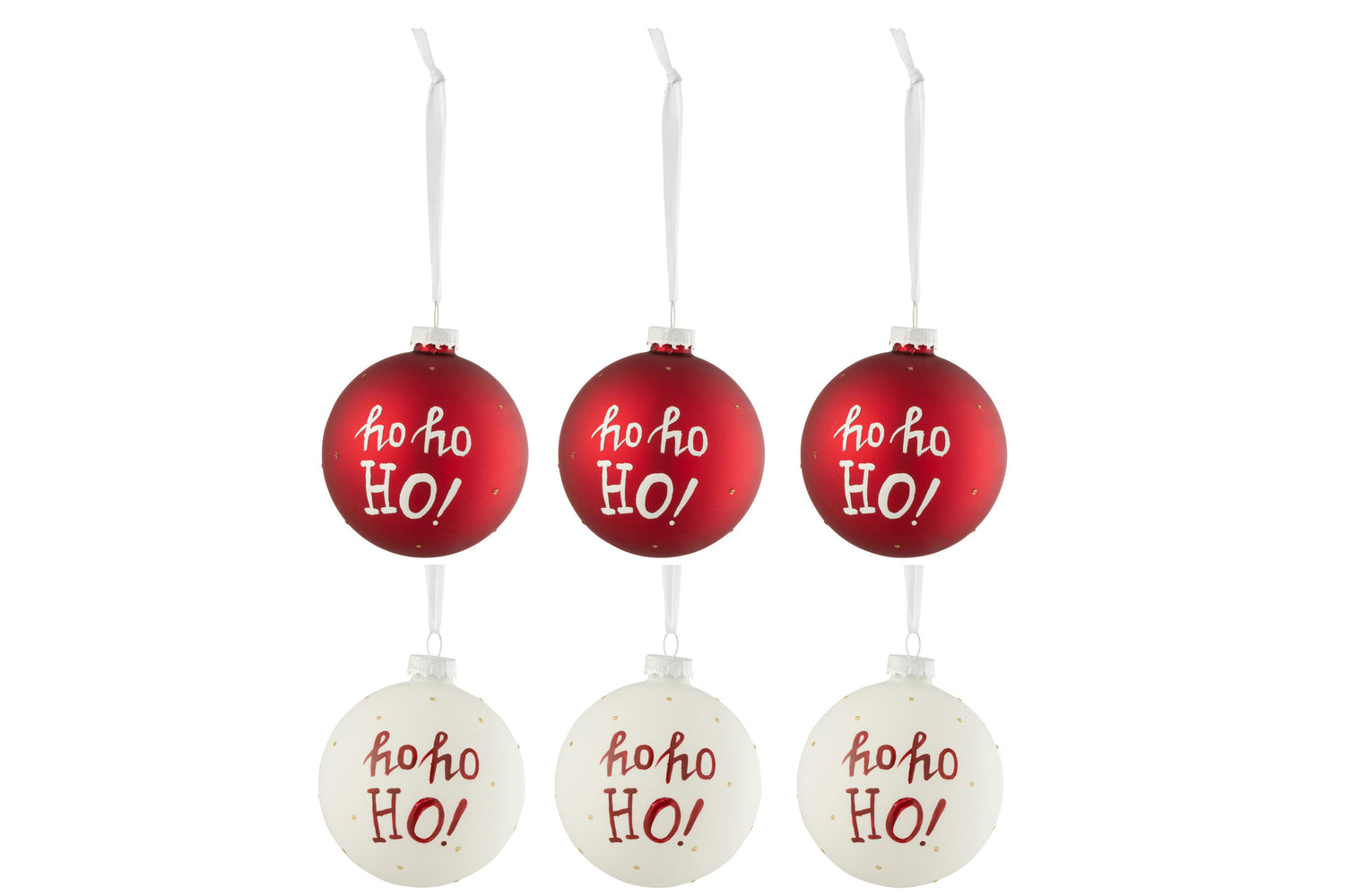 J-Line Kerstballen - glas - rood - 6x