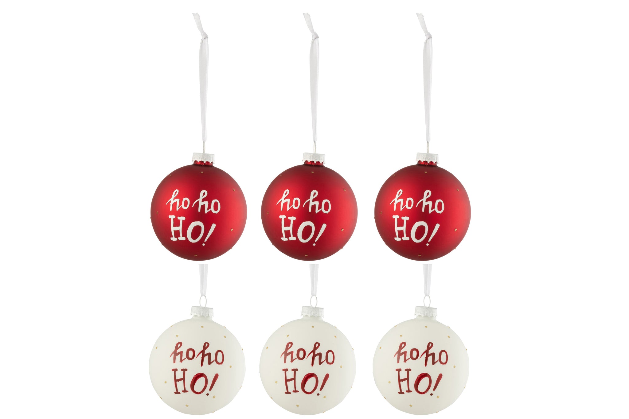 J-Line Kerstballen - glas - rood - 6x