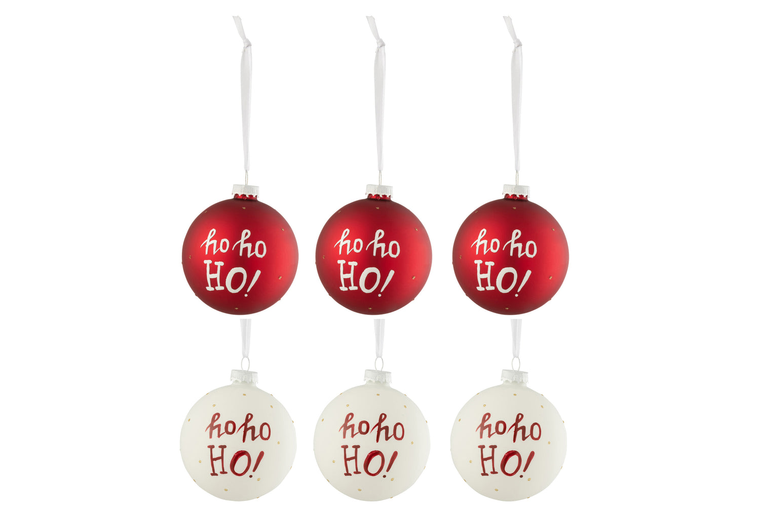 J-Line Kerstballen - glas - rood - 6x