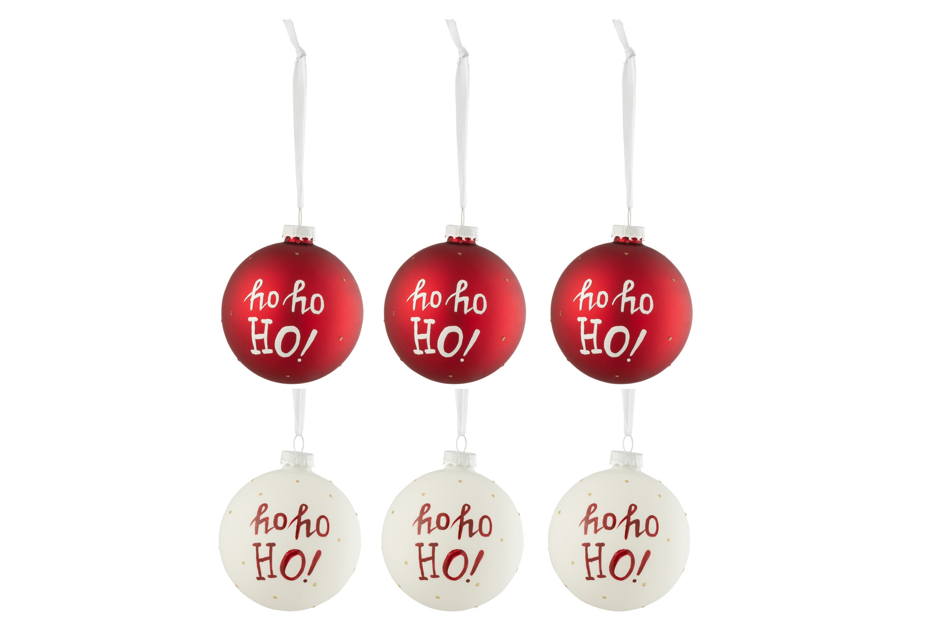 J-Line Kerstballen - glas - rood - 6x