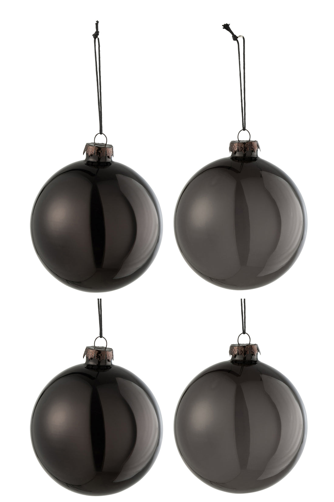 J-Line Doos met 4 kerstballen 2+2 Normaal Transparant Zwart Medium