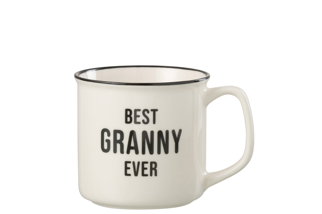 J-Line Tas Bericht Best Granny Porselein Wit / Zwart