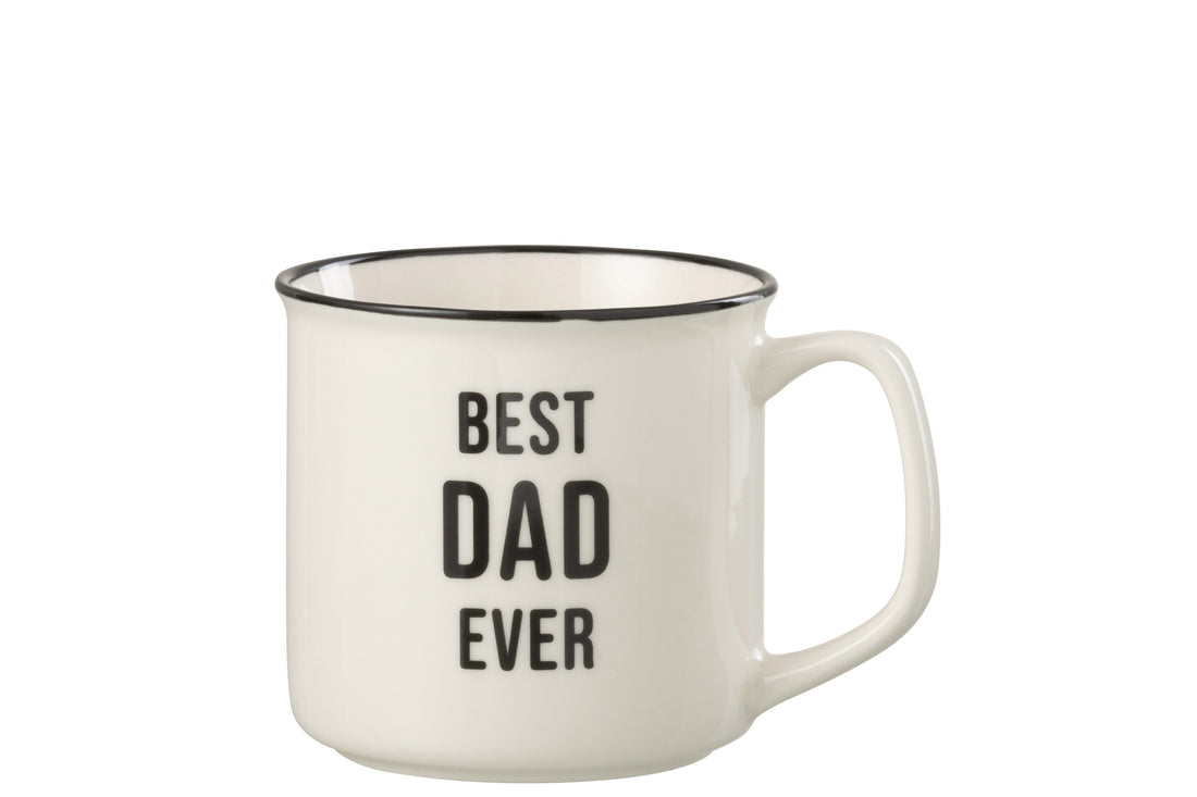 J-Line Tas Bericht Best Dad Porselein Wit / Zwart