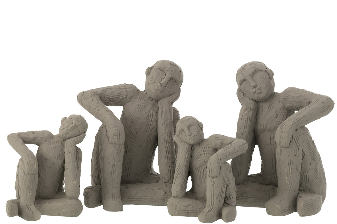 Set van 2 boekensteunen zittend cement grijs groot