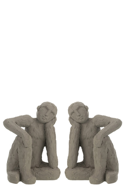 Set van 2 boekensteunen zittend cement grijs groot