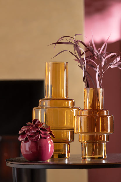 J-Line Bloem Decoratief Keramiek Roze - 15.00 cm hoog