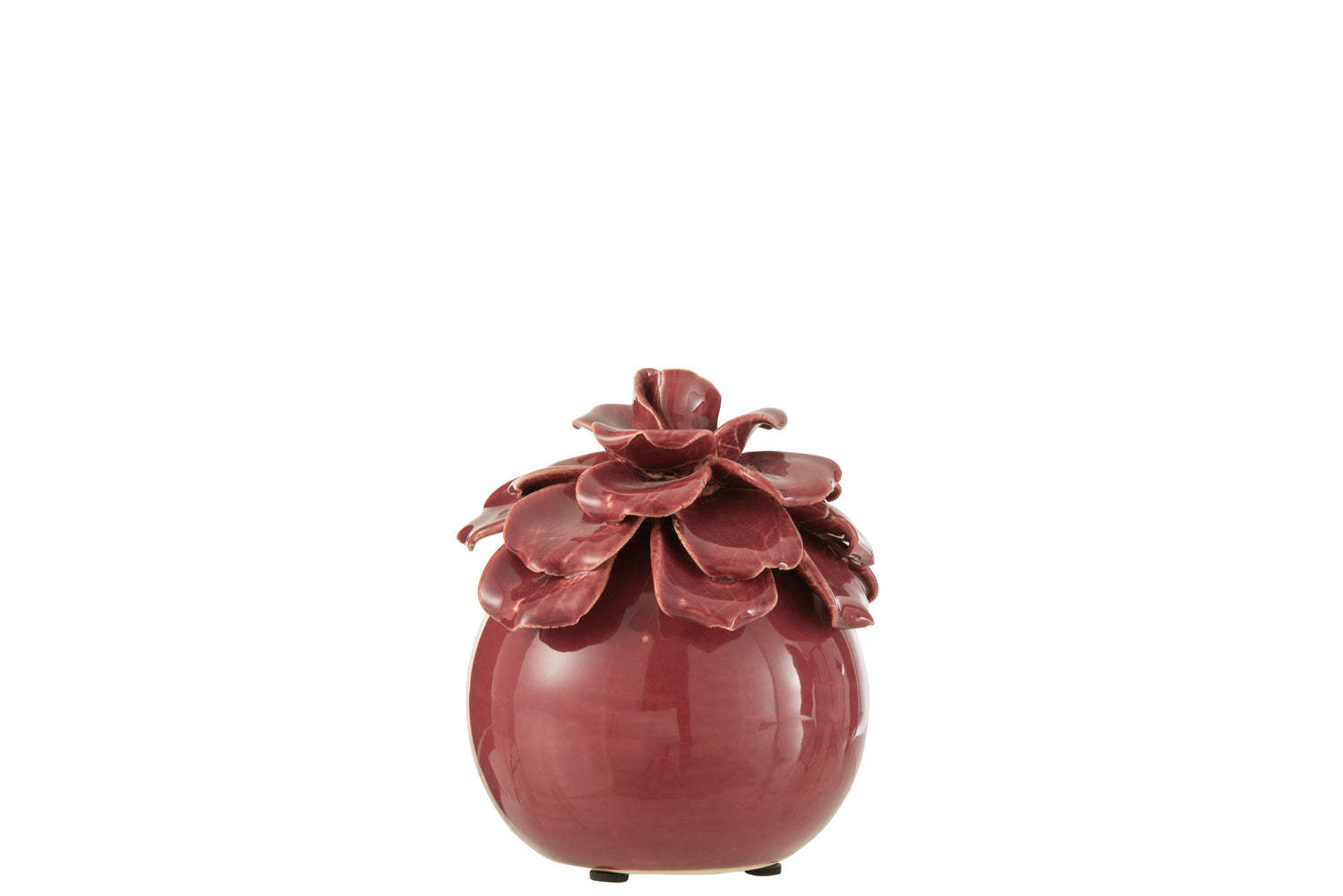 J-Line Bloem Decoratief Keramiek Roze - 15.00 cm hoog