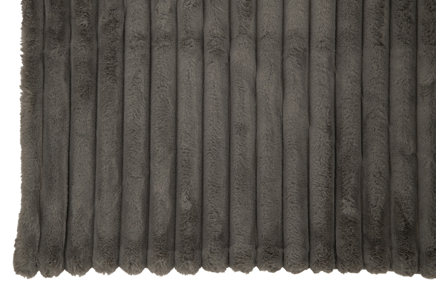 J-Line Plaid corduroy - polyester - donkergrijs - 180 x 130 cm