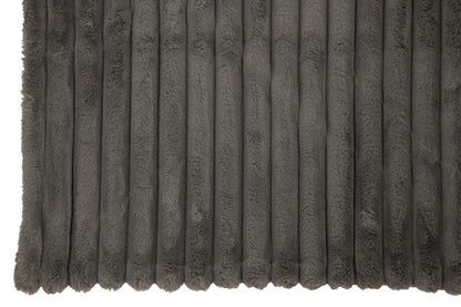 J-Line Plaid corduroy - polyester - donkergrijs - 180 x 130 cm