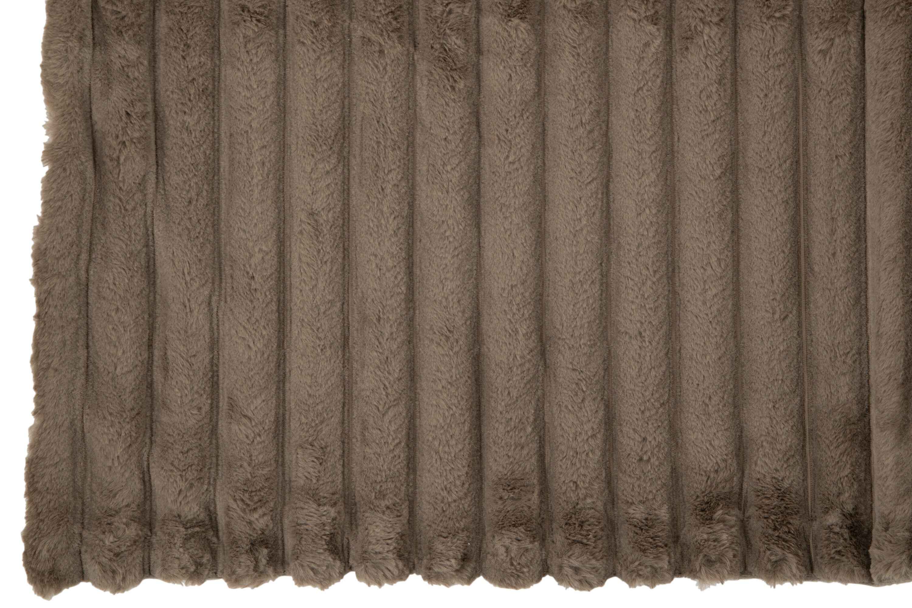 J-Line Plaid corduroy - polyester - taupe - 180 x 130 cm