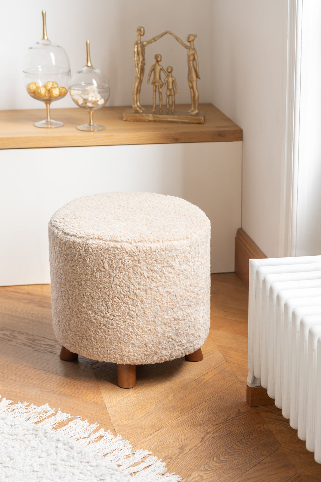 J-Line Poef Schaap Poot Polyester Beige