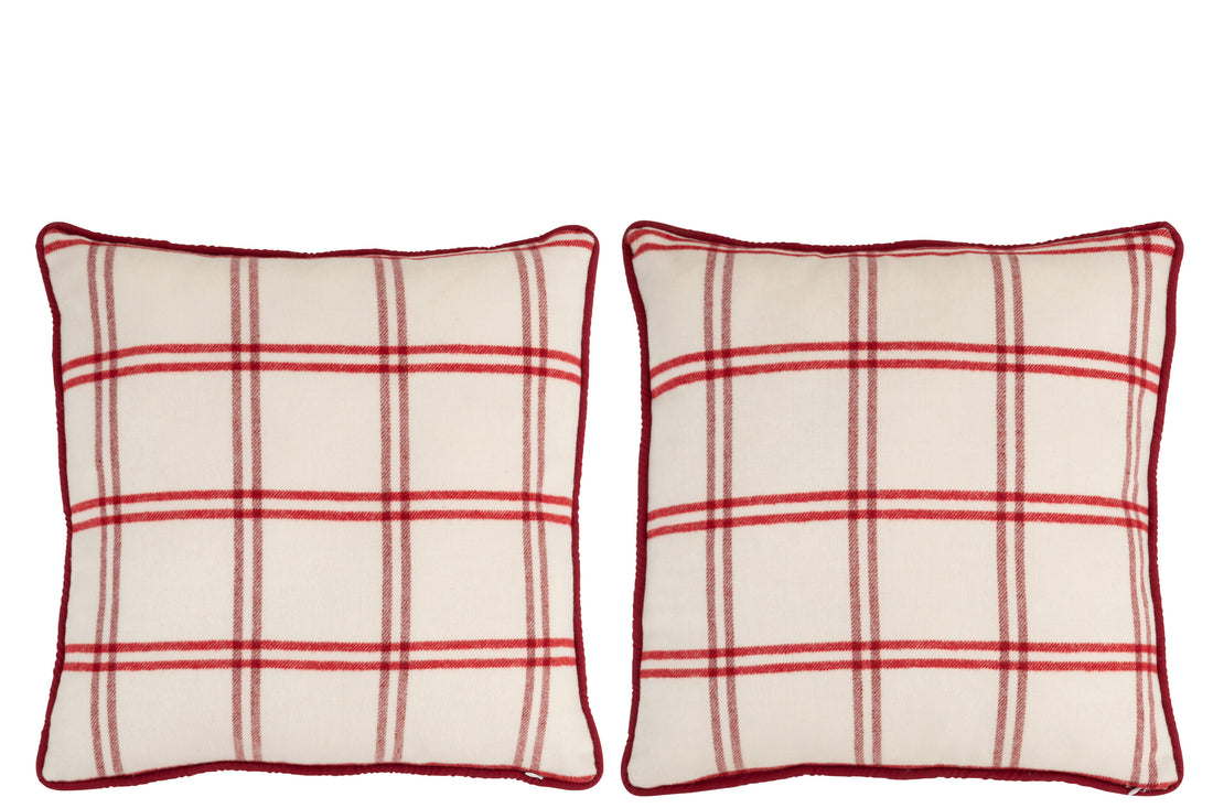 Kussenhoes van polyester rood/wit assortiment van 2