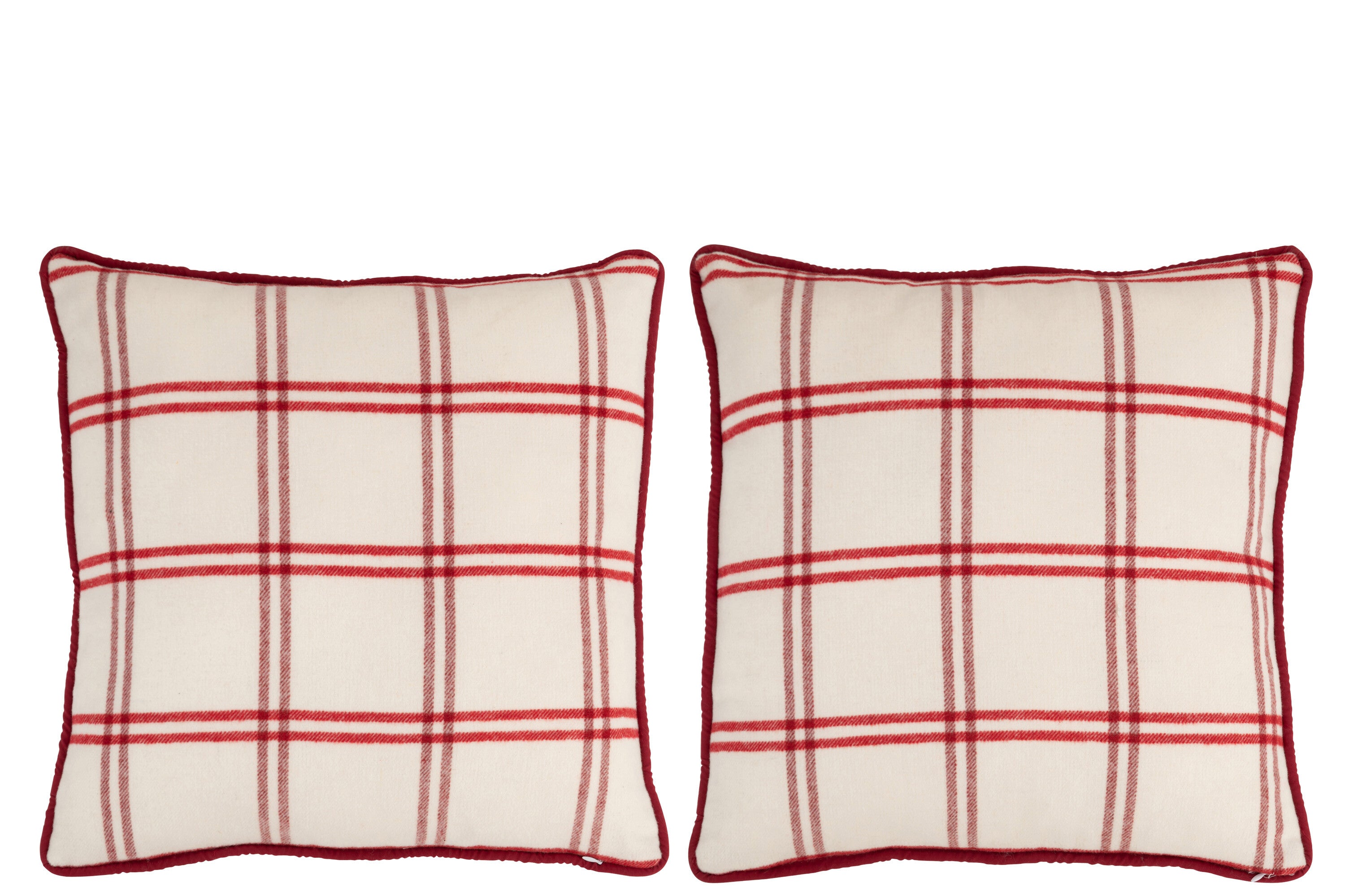 Kussenhoes van polyester rood/wit assortiment van 2