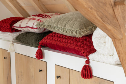 Kussenhoes van polyester rood/wit assortiment van 2