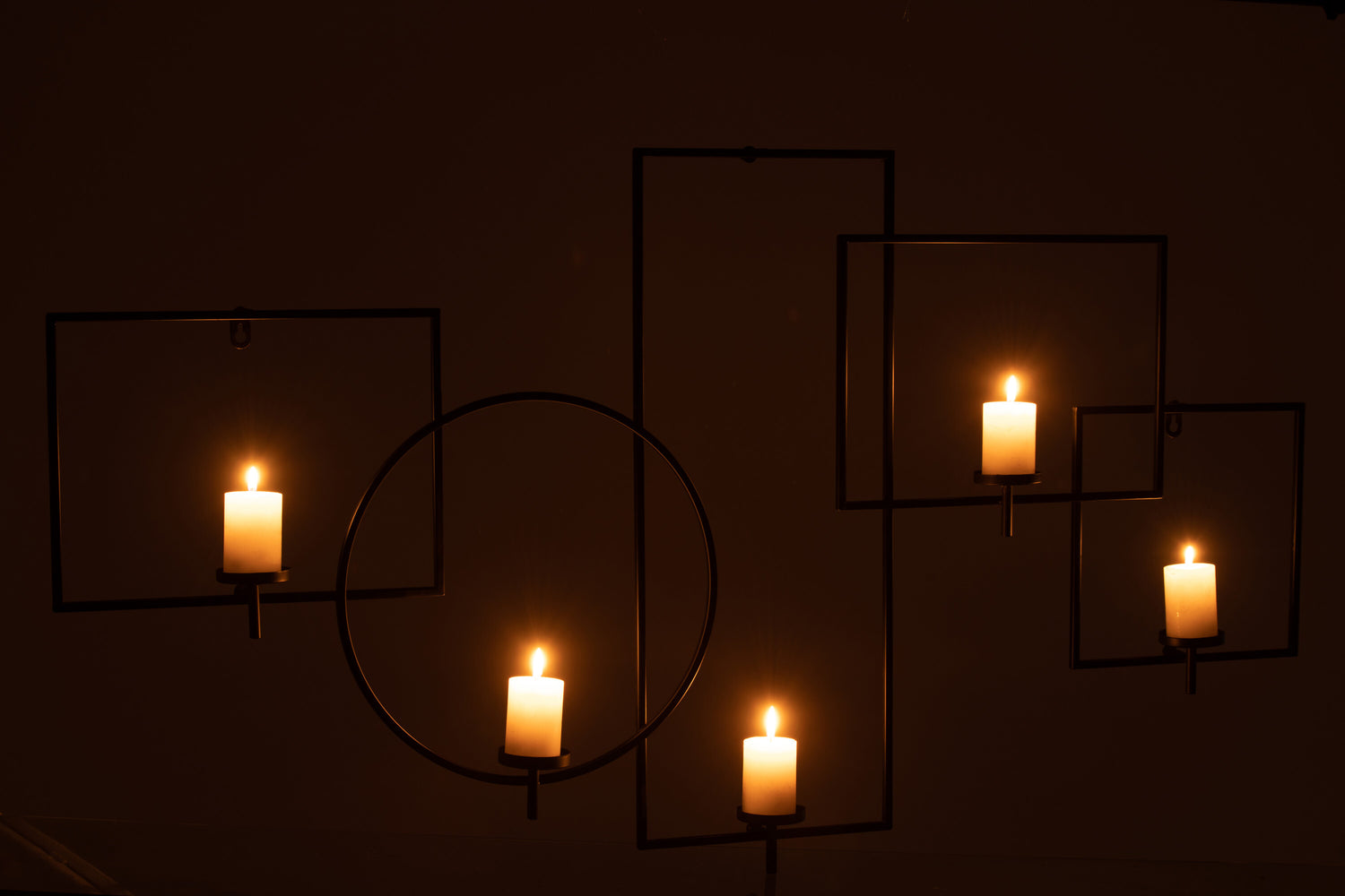 Wanddecoratie Kaarshouder Metaal Zwart