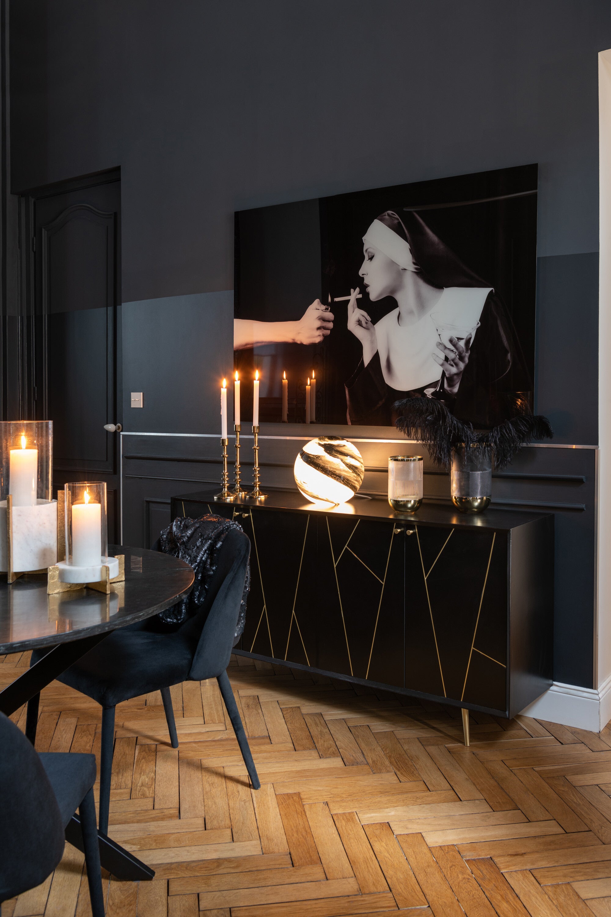 Wanddecoratie Non Sigaret Gehard Glas Zwart/Wit