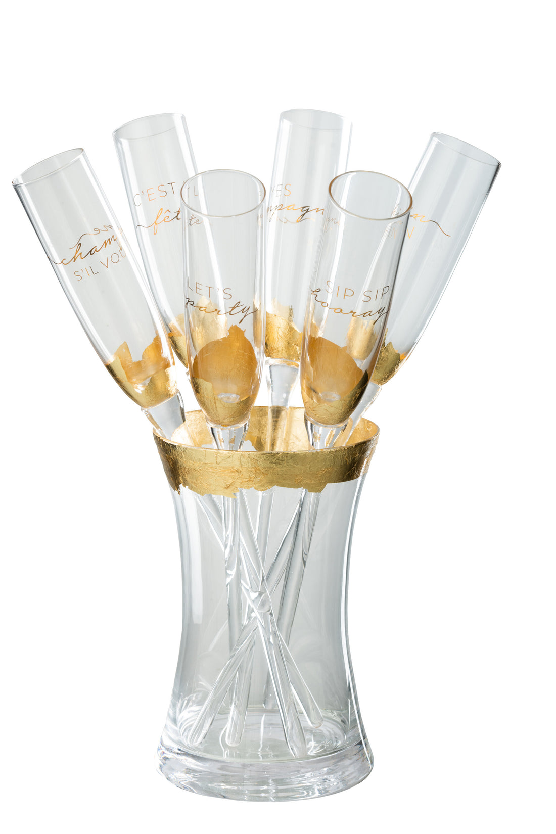 J-Line champagneglazen In Vaas - glas - goud