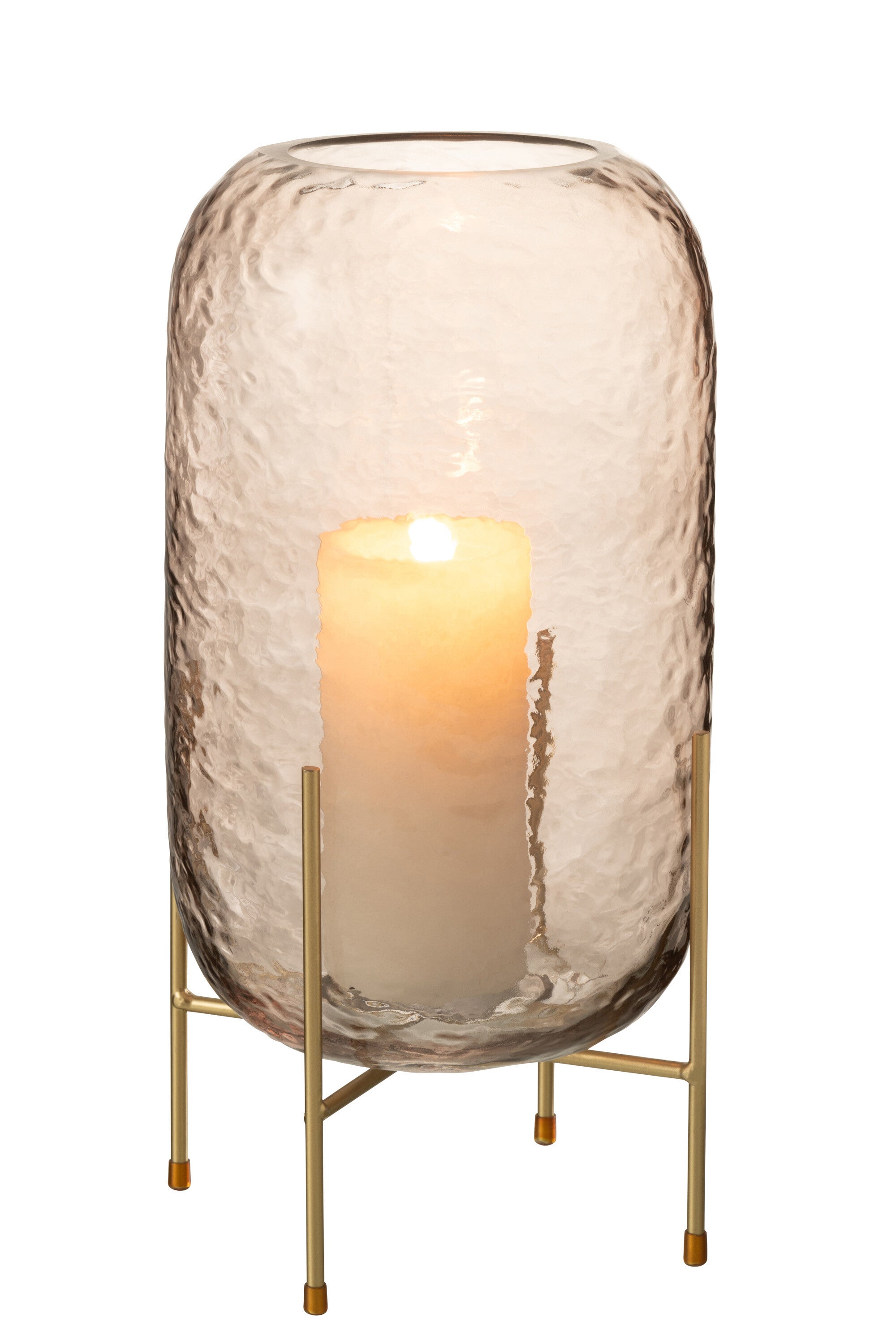 J-Line Vaas Rond Op Voet Glas Bruin/Goud Large - 36.50 cm hoog