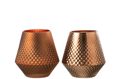 Theelichthouder Cari Glas Koper Medium Ass